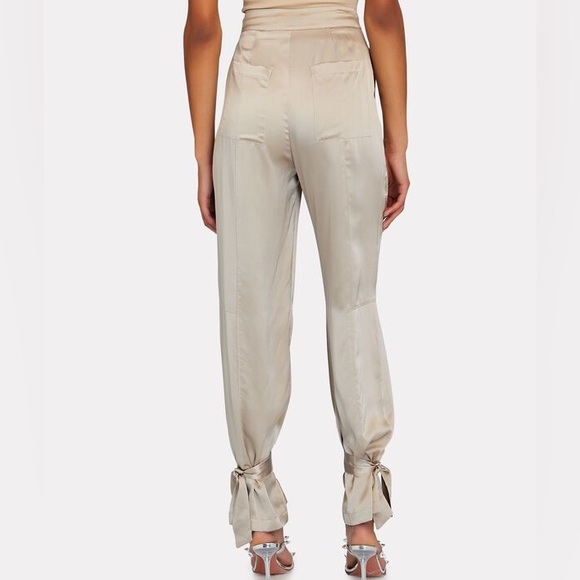 NWT NICHOLAS Erato high waist Tapered Silk pant trousers with cuff tabs in fog - Picture 4 of 8
